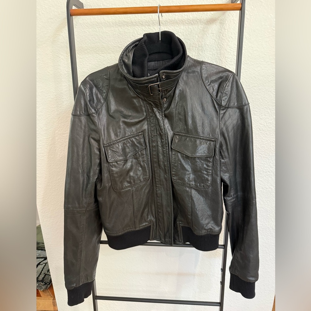 Theory Leather Bomber Jacket